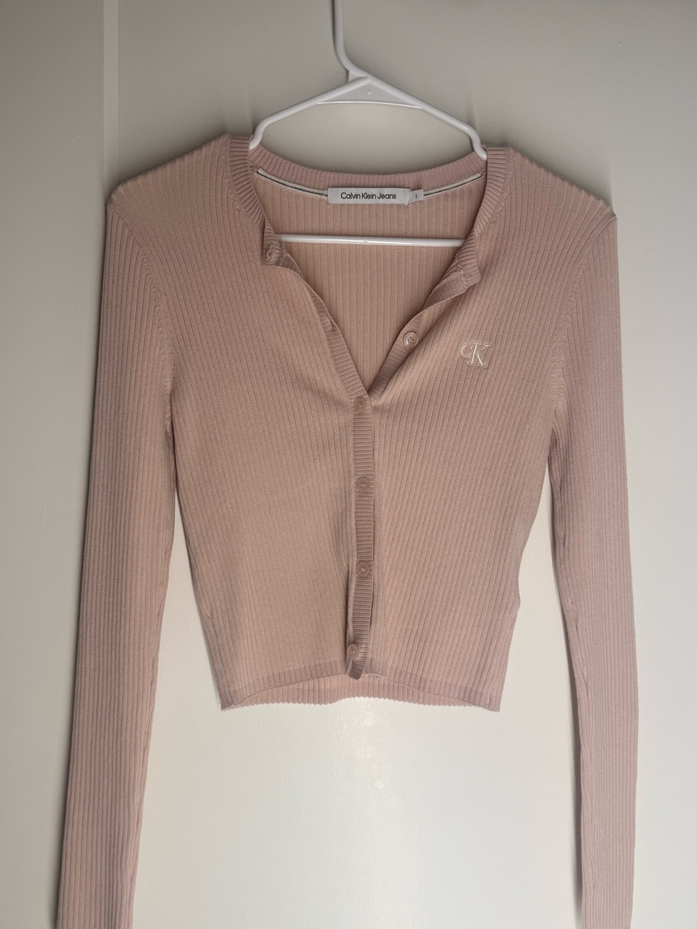 Calvin Klein Jeans Blush Ribbed Cardigan